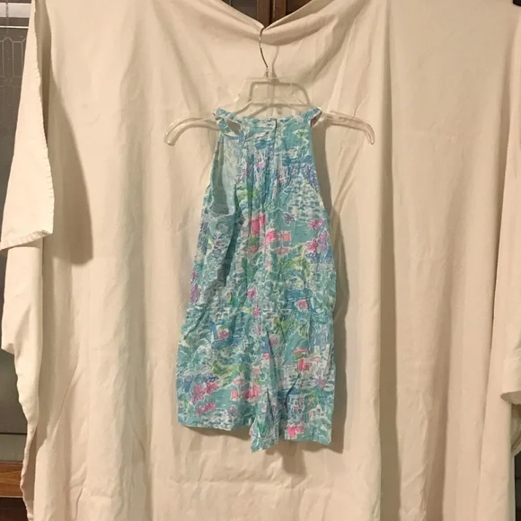 Lilly Pulitzer Kids Romper in Blue and Pink with White Lace - Picture 3 of 3